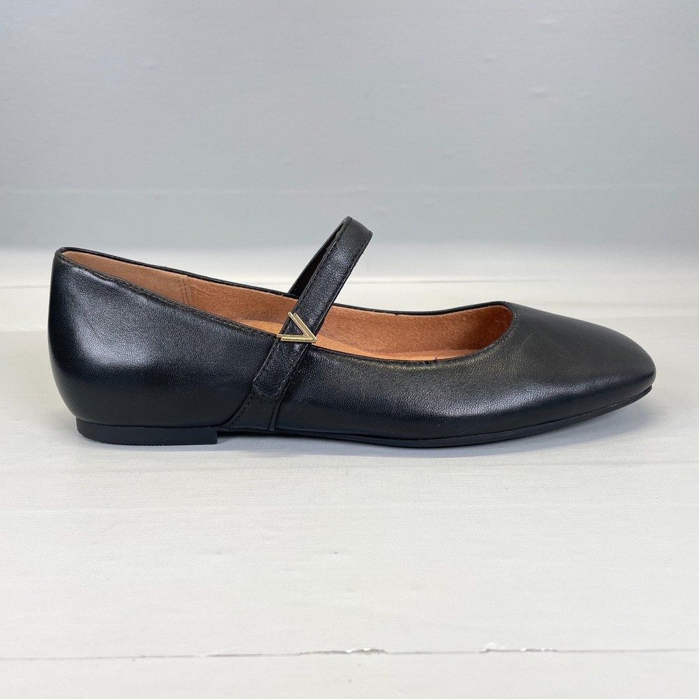 Vionic Alameda Mary Jane Flats Womens Size 6.5 Black Leather Comfort Strap Shoes